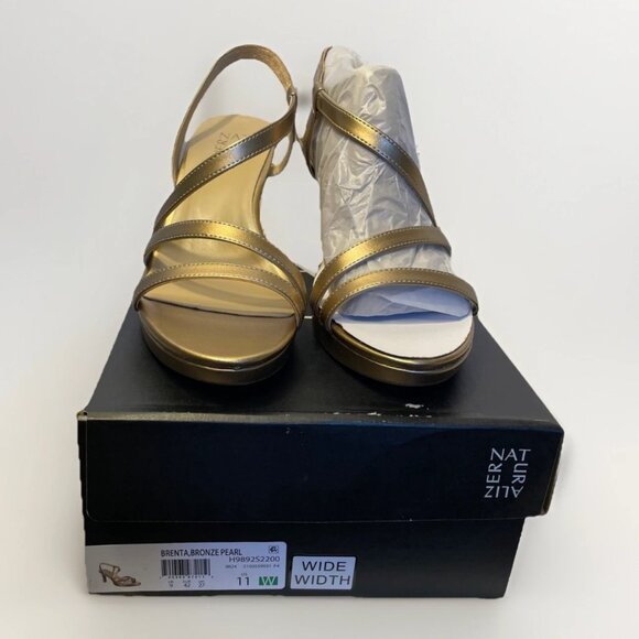 Naturalizer Brenta Strappy Sandals Bronze Pearl Women's Size 11 W New Gold Wide - Picture 1 of 12